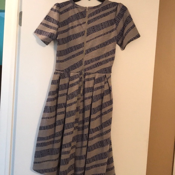 Lularoe Grey and Blue Striped Amelia - Picture 4 of 5
